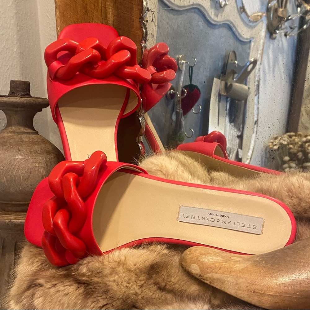 Like NEW Authentic Stella McCartney Red Falabella Eco Alter Mat Slide Shoes